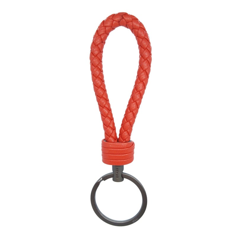 LABEN Key Chain Lambskin Handwoven Genuine Leather Keychain - Red - Image 4